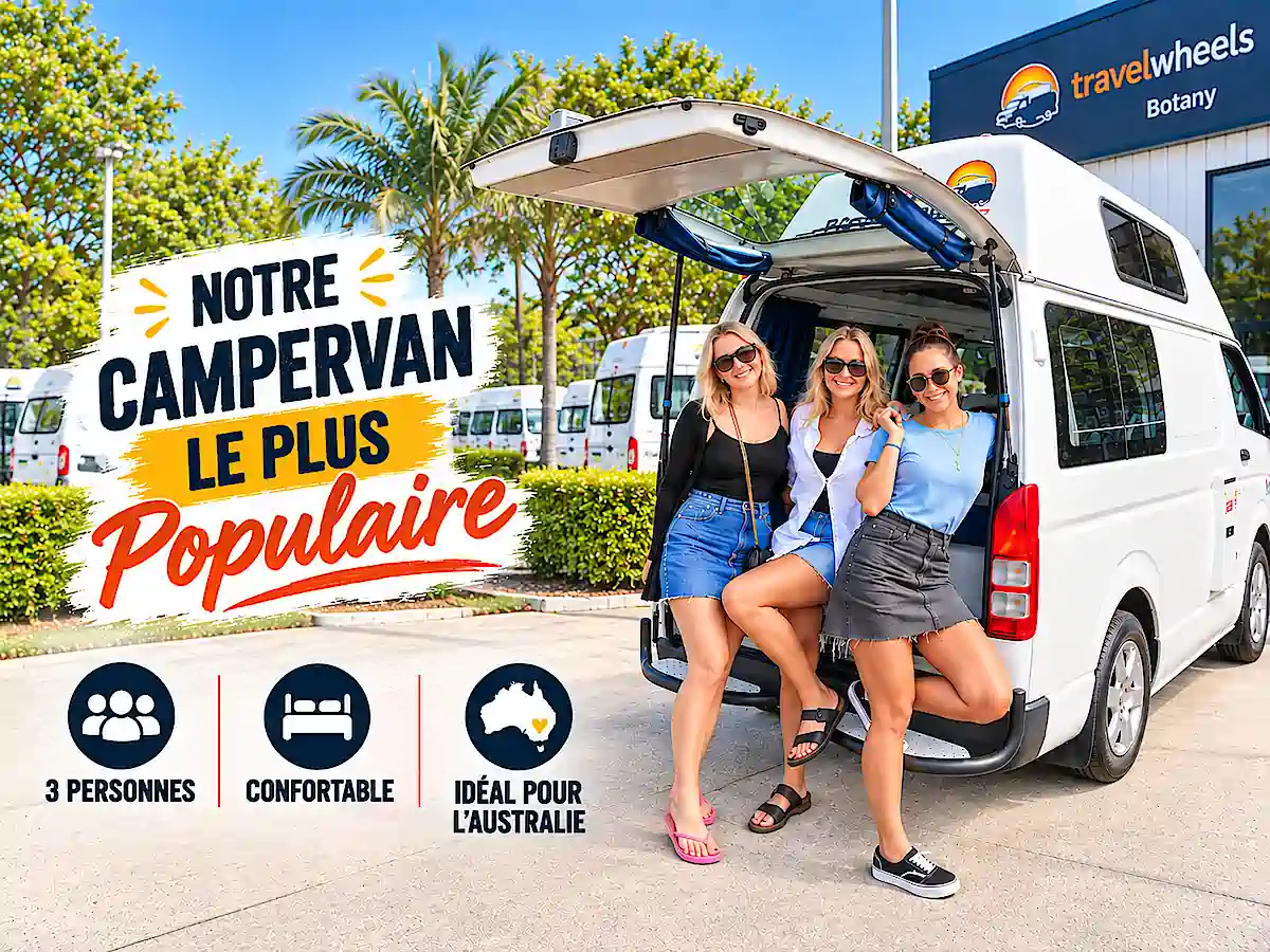 Le campervan le plus populaire vendu par Travelwheels à Sydney, idéal pour 3 personnes voyageant en Australie