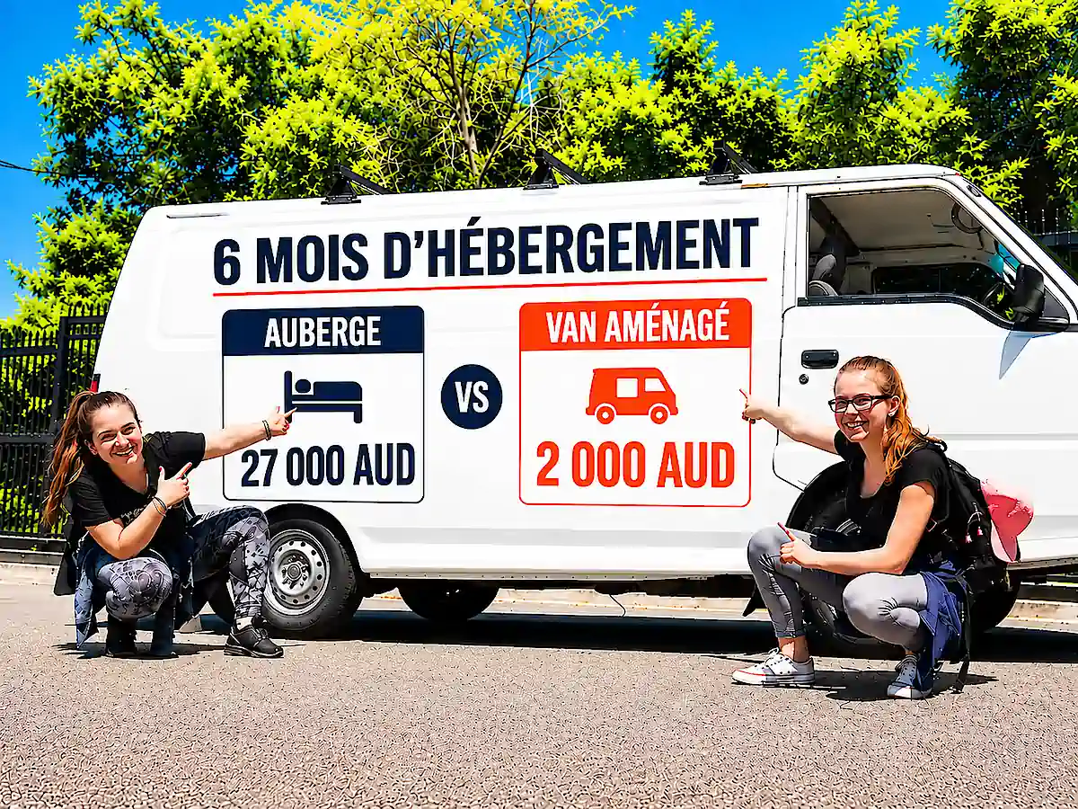 Comparaison du coût de six mois d’hébergement en Australie : 27 000 AUD en auberge contre 2 000 AUD en van aménagé