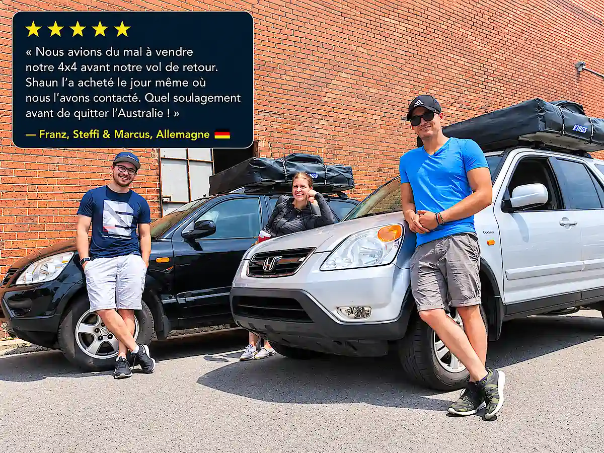Vendre mon van à Sydney avec Travelwheels – Franz, Steffi et Marcus ont vendu leur 4x4 avant leur vol de retour après avoir contacté Shaun.